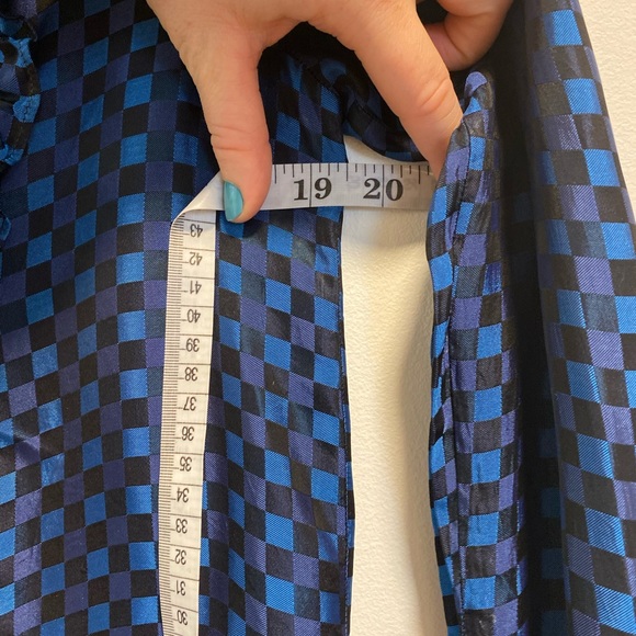 Vintage Satin Checkered Ruffle Top - Picture 8 of 10